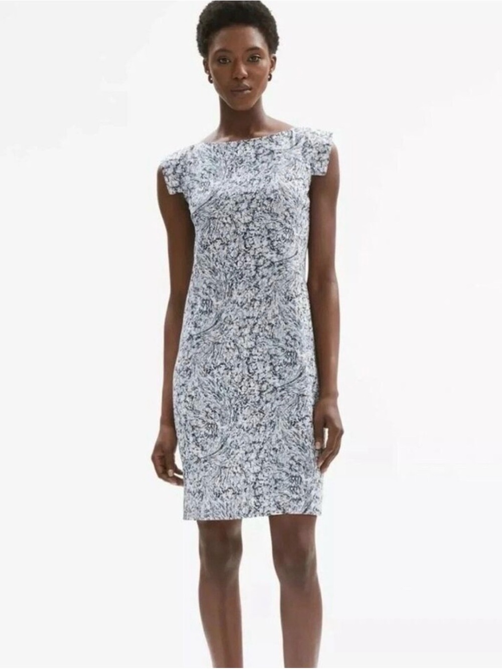 NWT MM.LaFleur The Sarah Dress 7.0 Indigo Marble Sz 2 Sheath Work Dress